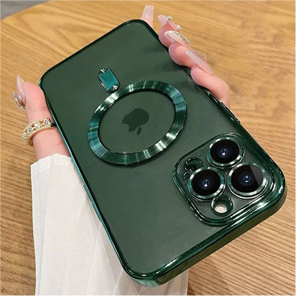 Dexmon iPhone 13 Pro Max Uyumlu Kılıf Magsafe Şarj Özellikli Kamera ve Lens Korumalı Esnek Silikon Dempre Case - Koyu Yeşil Cep Telefonu Kılıfı Fiyatı