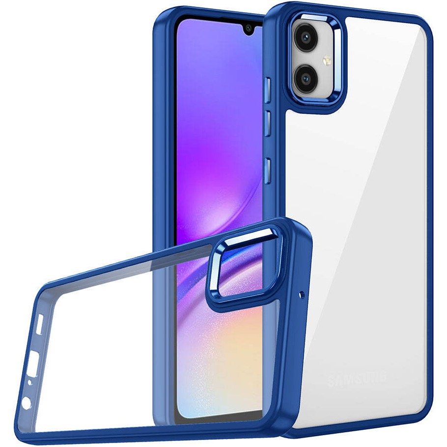Dexmon Samsung Galaxy A05 3D Krom Kamera Korumalı Kenarları Renkli Arkası Şeffaf Sararmaz Kılıf Kapak - Mavi Cep Telefonu Kılıfı Fiyatı
