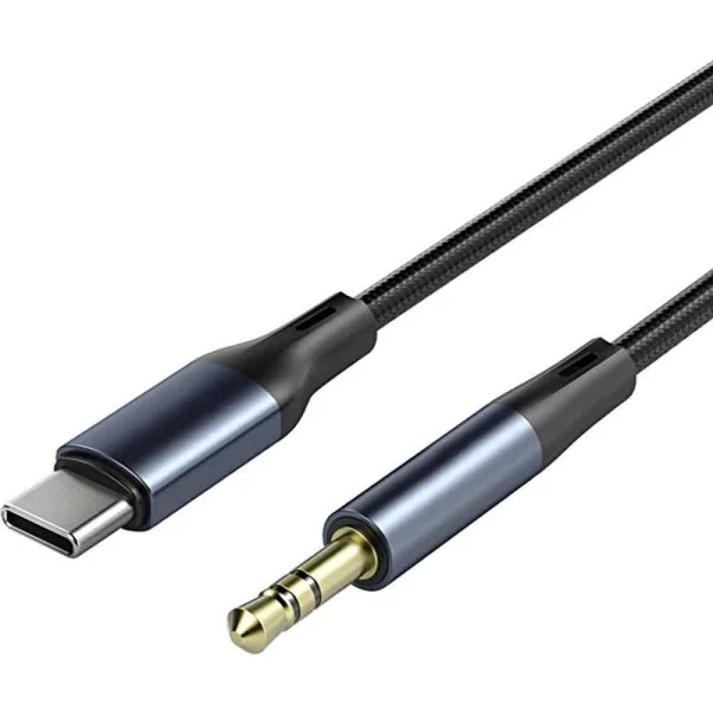 Dexmon Type-C To 3.5mm Aux Ses Kablosu Hi-Fi Ses Kalitesi Kırılmaz Hasır Örgü Alüminyum Gövde 1 Metre - Siyah Bilgisayar Çevirici ve Adaptörü Fiyatı