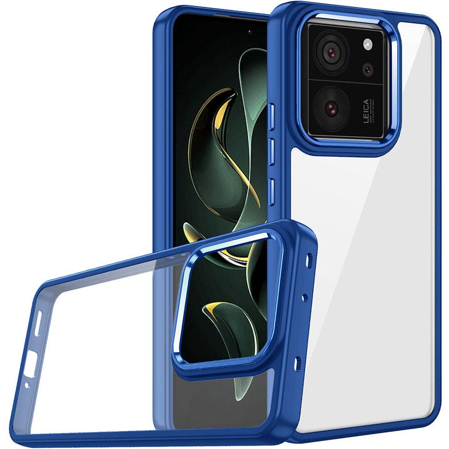 Dexmon Xiaomi Mi 13T Pro / 13T Pro 3D Krom Kamera Korumalı Kenarları Renkli Arkası Şeffaf Sararmaz Kılıf Kapak - Mavi Cep Telefonu Kılıfı Fiyatı