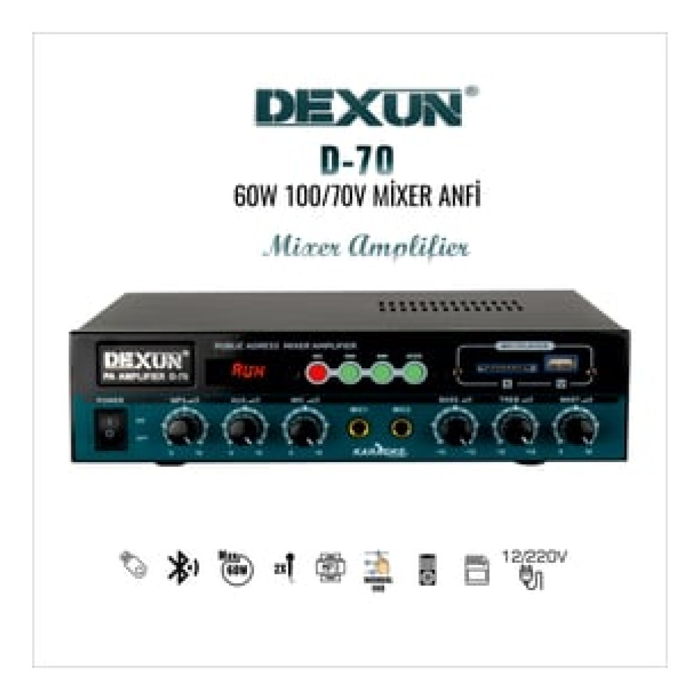 Dexun D-70 80 Watt 100 Volt Hat Trafolu Mikser Amfi Ev Sinema Ses Sistemi Fiyatı