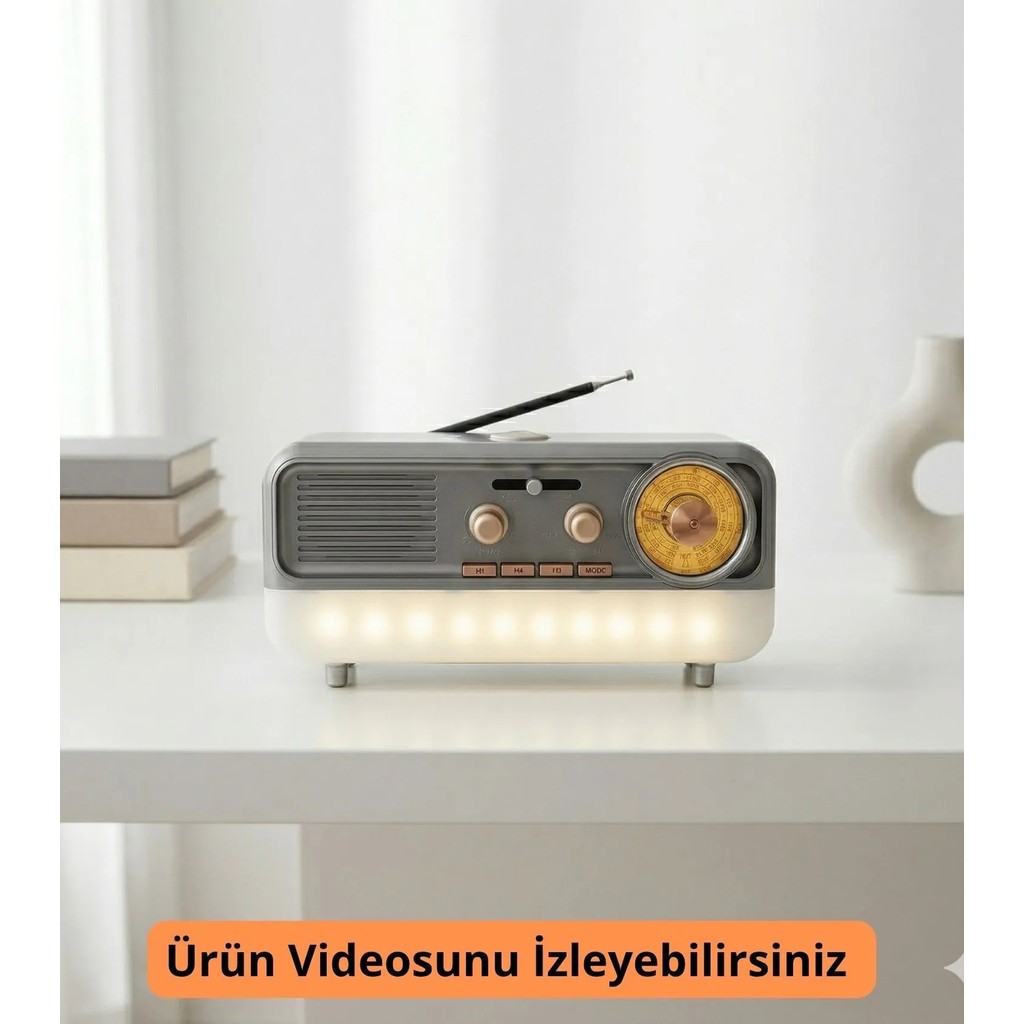 Dexxony Gece Lambalı Vintage Bluetoothlu Nostaljik Radyo & Bluetooth Hoparlör -GÜMÜŞ RENK - Altın - Gümüş - Bakır Bluetooth Hoparlör Fiyatı