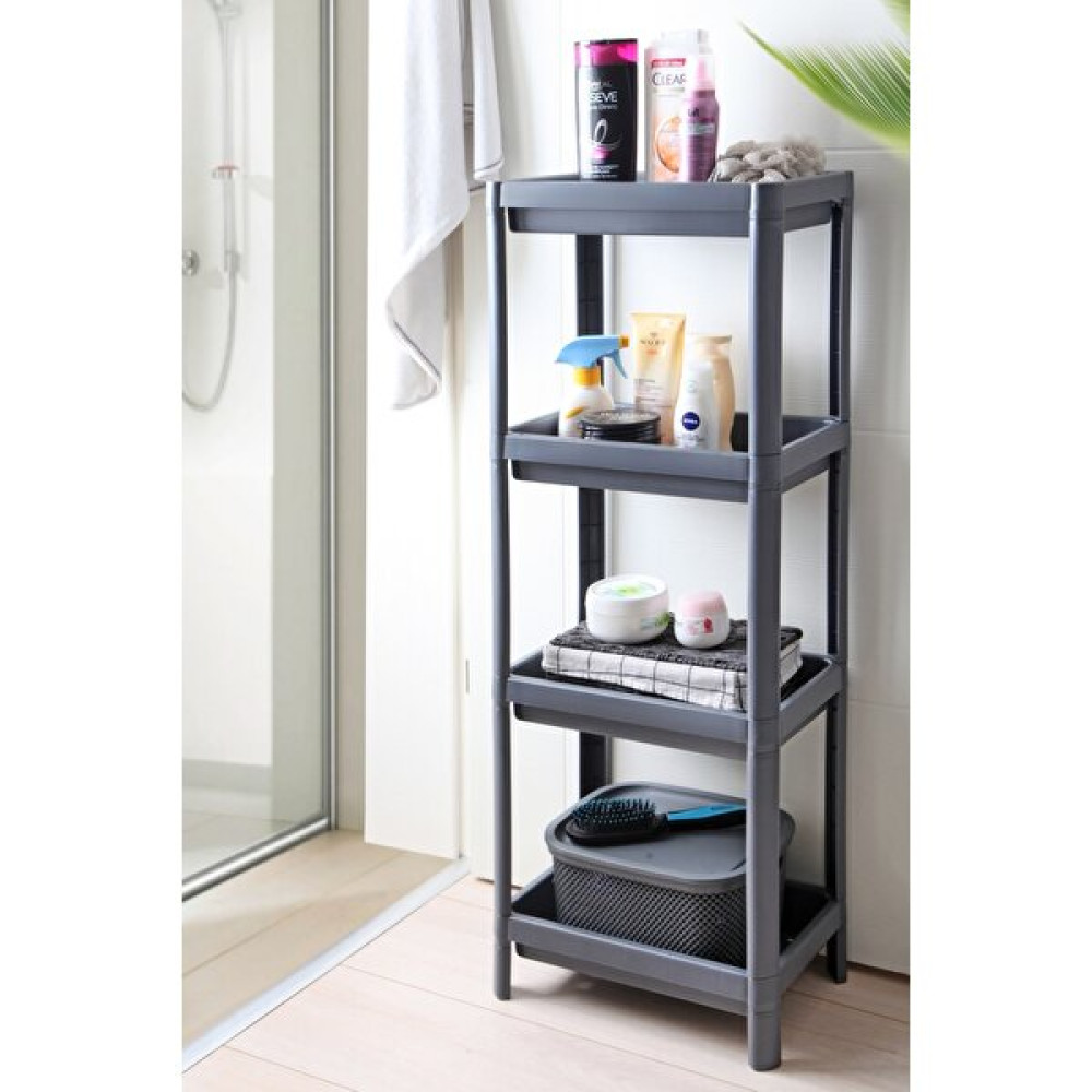 DEYHOME DEYHOMEVesken 4 Katlı Banyo Raf Ünitesi Gri Banyo Düzenleyici Şampuan Havluluk Deterjan Dolap Banyo Dolabı / Mobilyası Fiyatı