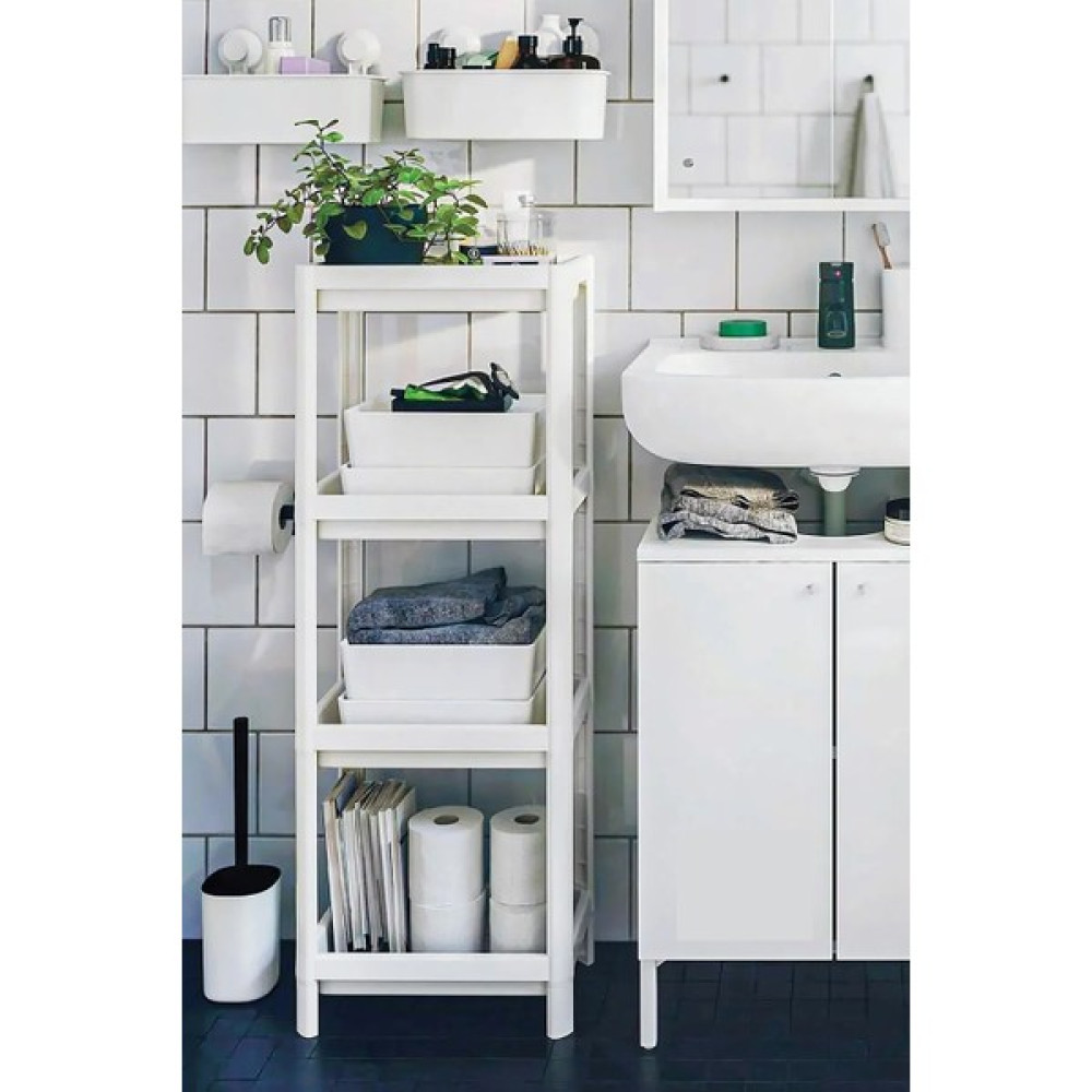 DEYHOME Vesken 4 Katlı Düzenleyici Banyo Rafı Şampuan Havluluk Deterjanlık Mutfak Rafı Sebzelik Sepet Organizer - Beyaz Eşya Saklama / Düzenleme Fiyatı