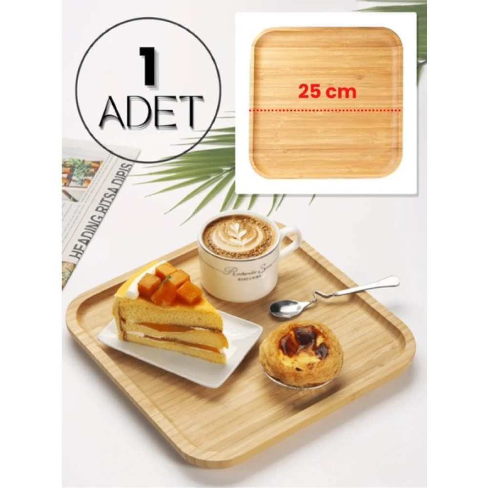 Dezi Bambu Kare Servis Tabağı, Sunum Seti, Meyve Sunum, Peynir Sunum Tabağı (25x25 Cm) Mutfak Gereçleri Fiyatı