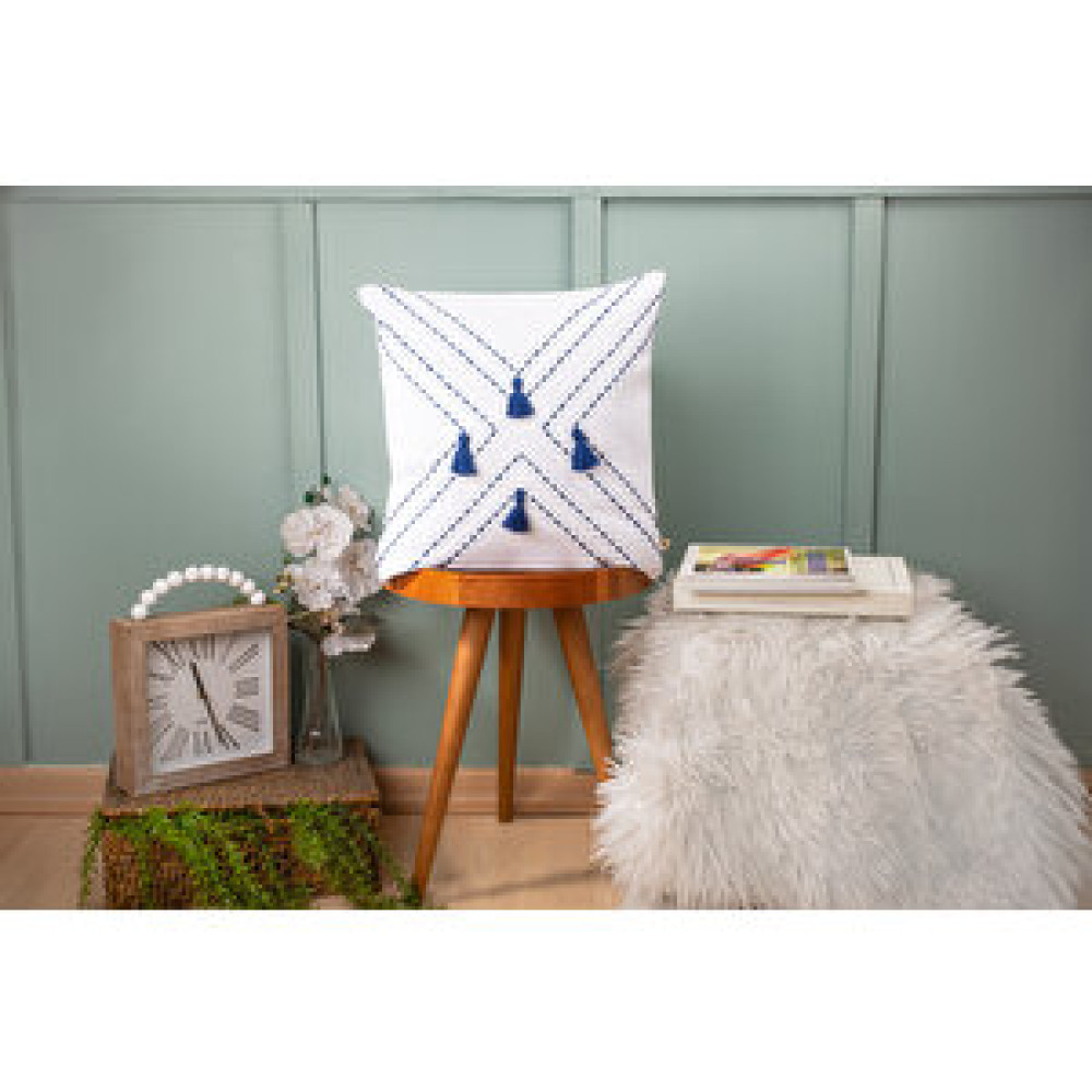 DFN Home Dfn Home Odense Püsküllü İşlemeli Beyaz Kırlent Kılıfı 50x50 50x50 cm Kırlent / Mobilya Yastığı Fiyatı