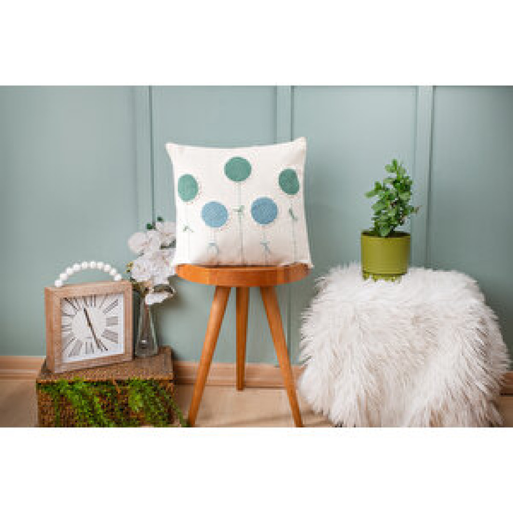 DFN Home Dfn Home Retro Yeşil Çiçek Motifli Krem Kırlent Kılıfı 43x43 Kırlent / Mobilya Yastığı Fiyatı