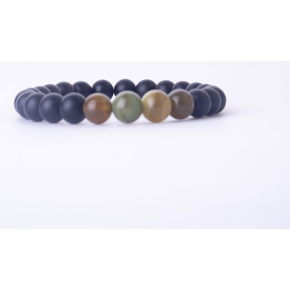 DFNY Accessories Yeşil Akik Doğaltaş Siyah Mat Bileklik Saat ve Bileklik Aksesuarı Fiyatı