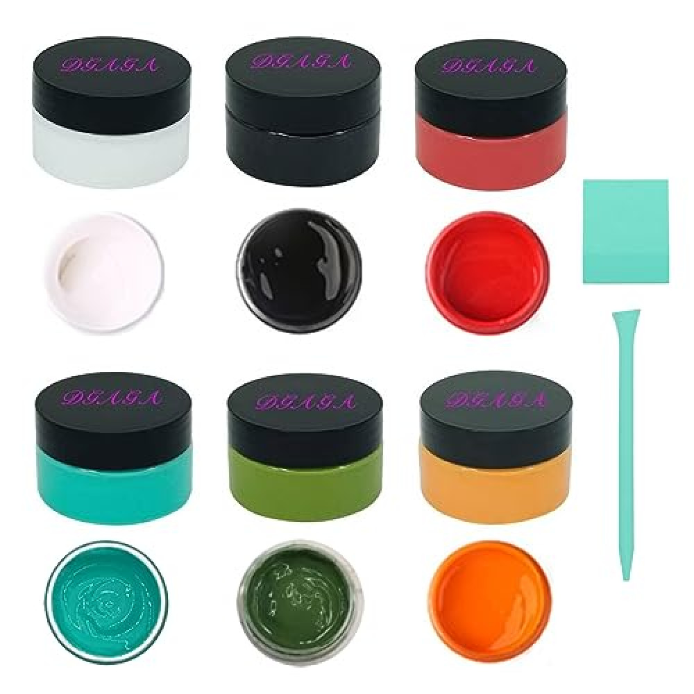 DGAGA 8PCS Chalk Paste with Mini Squeegees,Screen Printing Ink,Chalk Paste Paint for Stencil,Reusable Self Adhesive Silk Screen Stencils Paste Starter Kit,Chalkboard Paint for Craft DIY Home 50g/Jar