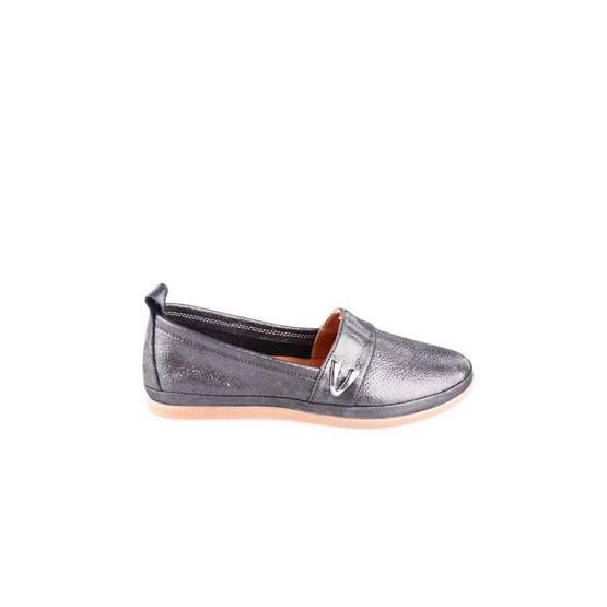 DGN 61 Siyah Poli Taban Slippers Deri Kadın Babet