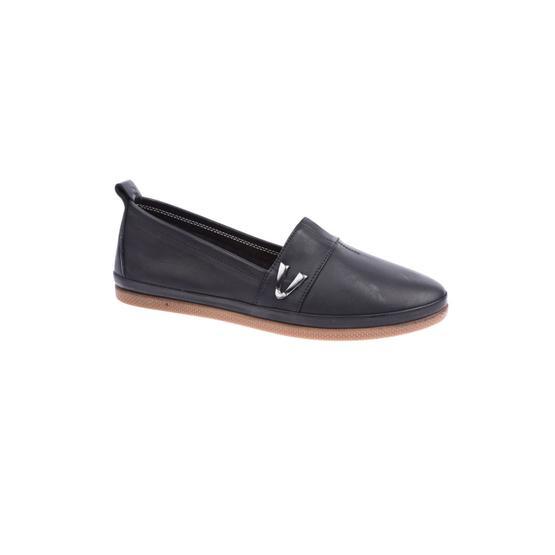 DGN 61 Siyah Poli Taban Slippers Deri Kadın Babet