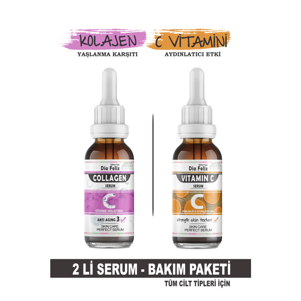 DİA FELİZ Collagen & C Vitamini Serumu 2li Serum Paketi - Cilt Serumu Cilt ve Yüz Bakımı Fiyatı
