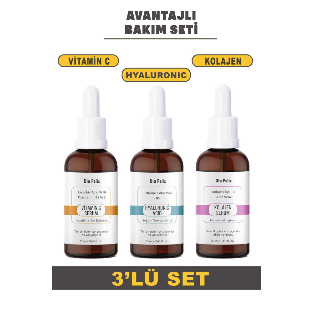 DİA FELİZ Üçlü Cilt Bakım Serumu (Collagen + C Vitamini + Hyaluronic Acid) Cilt Temizleme ve Peeling Fiyatı