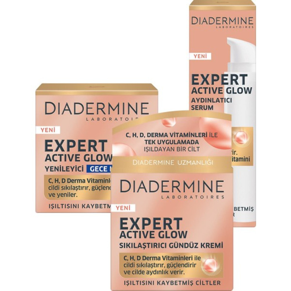 Diadermine Expert Active Glow Sıkılaştırıcı Gündüz Kremi  + Gece Kremi + Serum Gece Kremleri Fiyatı