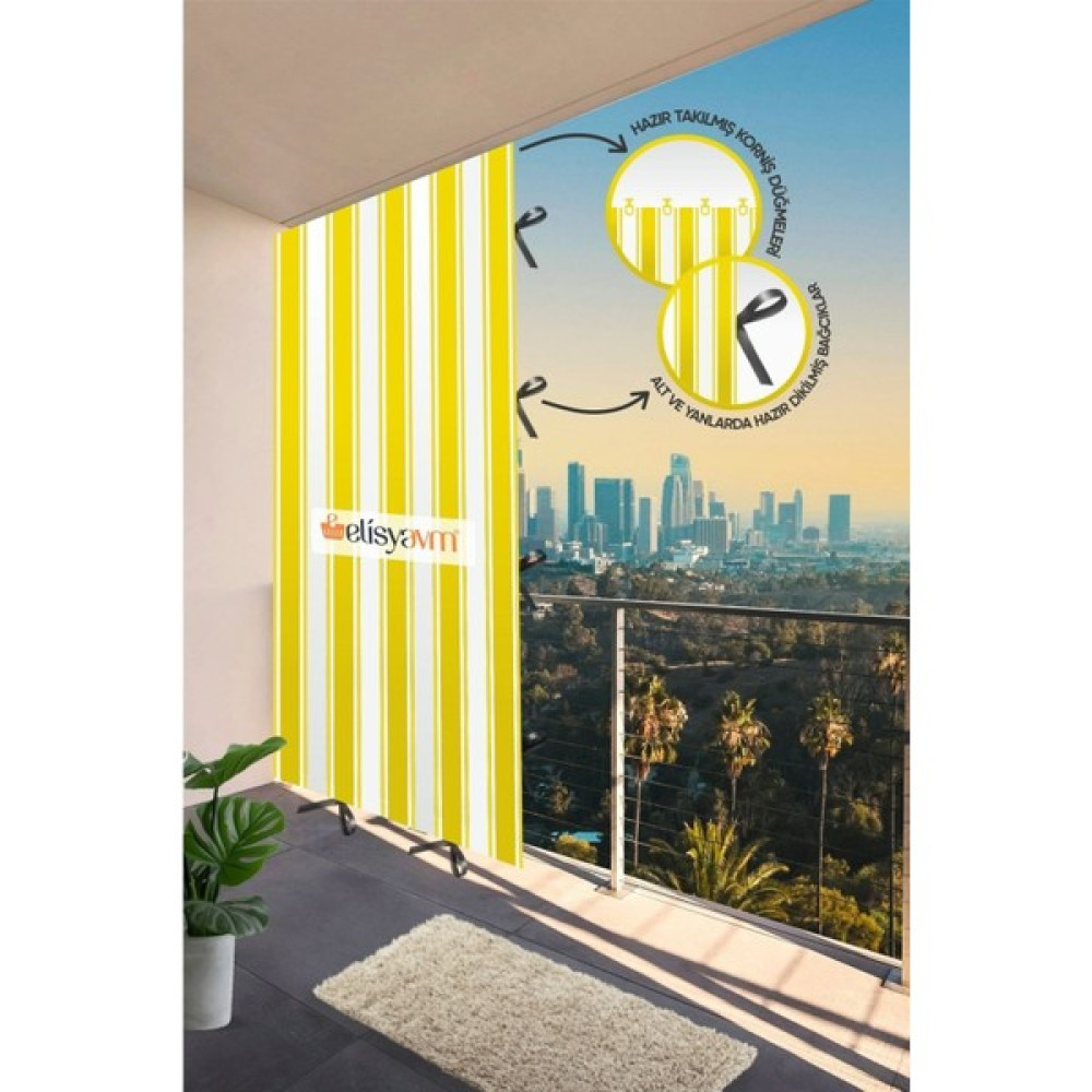 Diamon Dila Balkon Perdesi Branda+Güneşlik+Gölgelik - 100 x 180 cm - Sarı - Beyaz Güneşlik Fiyatı