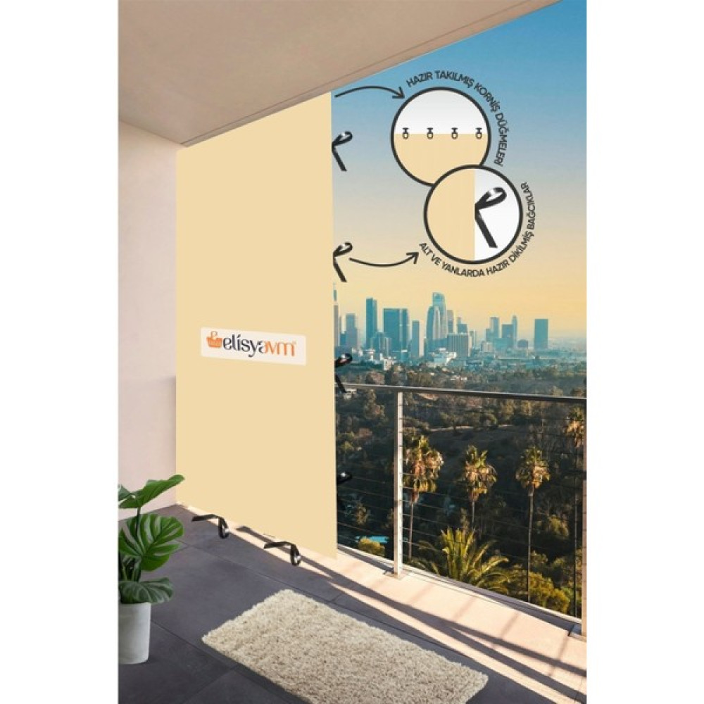Diamon Dila Balkon Perdesi Branda+Güneşlik+Gölgelik - 150 x 240 cm - Krem Güneşlik Fiyatı