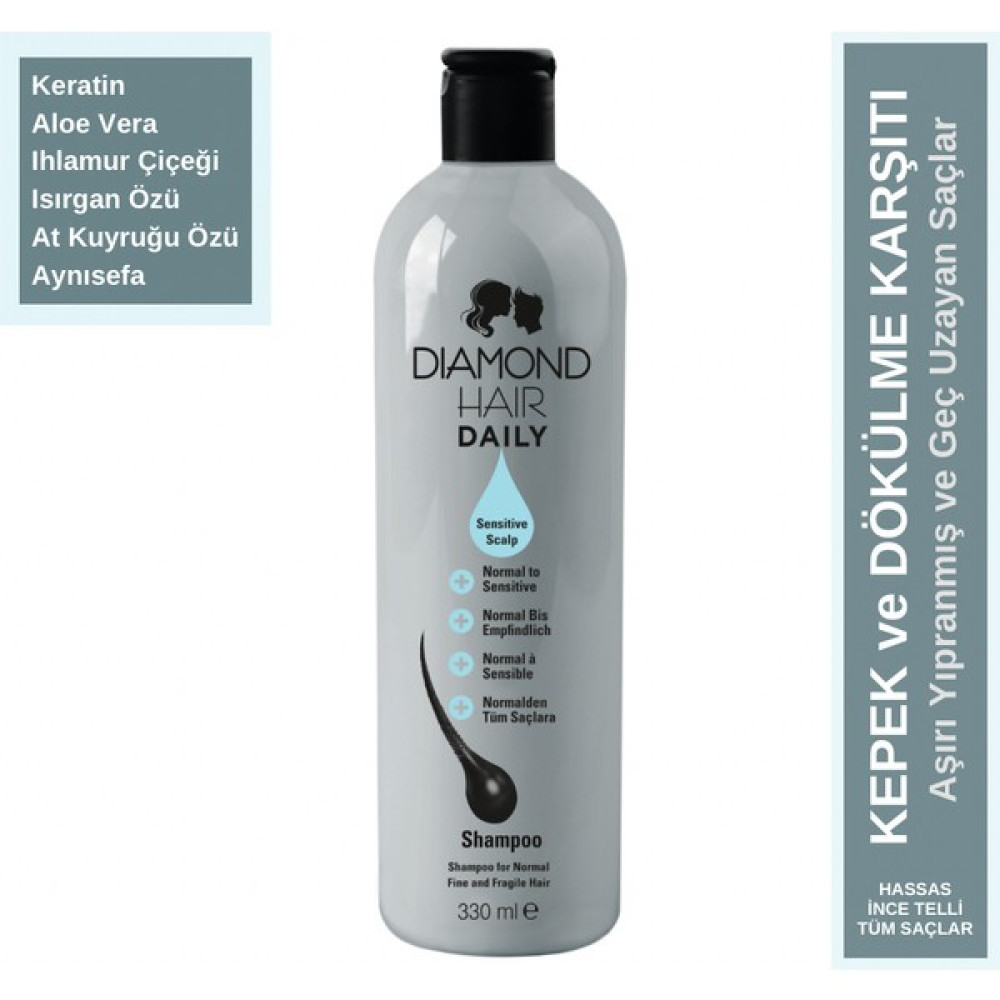 Diamond Hair Daily Şampuan Sensitive Scalp / Hassas ve İncel Telli Saçlardan Tüm Saç Tiplerine Kepek Karşıtı Uzatma Etkili Dökülme Karşıtı Onarıcı ... Şampuan ve Saç Kremi Fiyatı