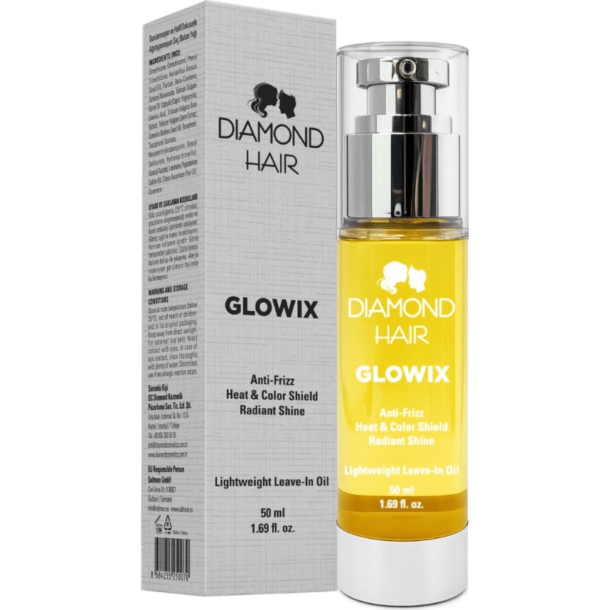 Diamond Hair Glowix Durulanmayan Saç Bakım Yağı 50 ml Elektriklenme Karşıtı, Isı & Renk Koruyucu, Ultra Parlaklık Diğer Fiyatı