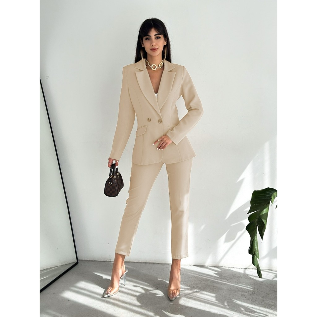 Diaves Krem Kruvaze Blazer Ceket Havuç Pantolon Takım Elbise Elbise Fiyatı