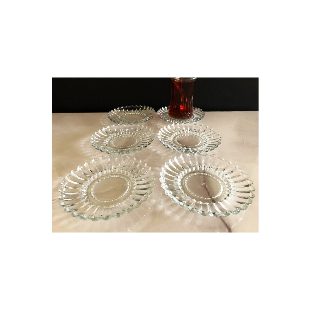 DİBA AVM 6 Adet Cam Çay Tabağı Deniz Plate Çay Tabağı 6lı Şık Tasarım Çay Tabağı Deniz Cam Çay Tabağı Mutfak Gereçleri Fiyatı