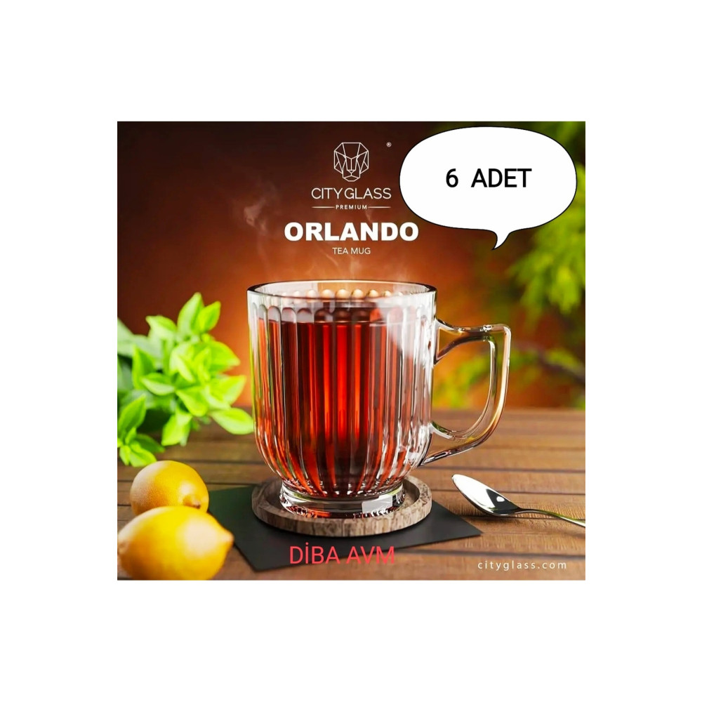 DİBA AVM 6 Adet Kristal Kulplu Çay&Nescafe Kupa Bardak Seti orlando kupa kulplu bardak 6lı Fincan / Bardak / Kahve Takımı Fiyatı