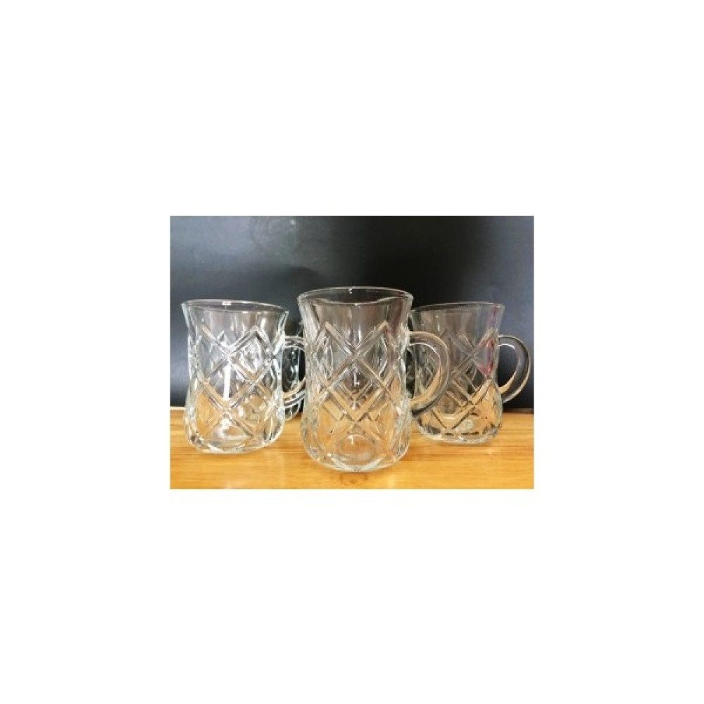 Diba Avm Kristal Kesme Cam Çay Bardağı Çay Fincanı Kulplu Çay Fincan Bardak 6 Lı 100ML Fincan / Bardak / Kahve Takımı Fiyatı