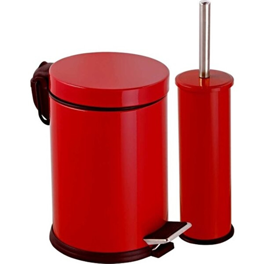Dibanyo 2'li Set 5 Litre Çöp Kovası - Klozet Fırçası Kırmızı Çöp Kovaları Fiyatı