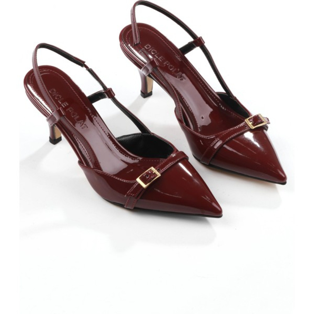 Dicle Polat Shoes Fiora Bordo Sivri Burun Tek Bant Kemer Detaylıkadın Topuklu Ayakkabı Topuklu Ayakkabı Fiyatı