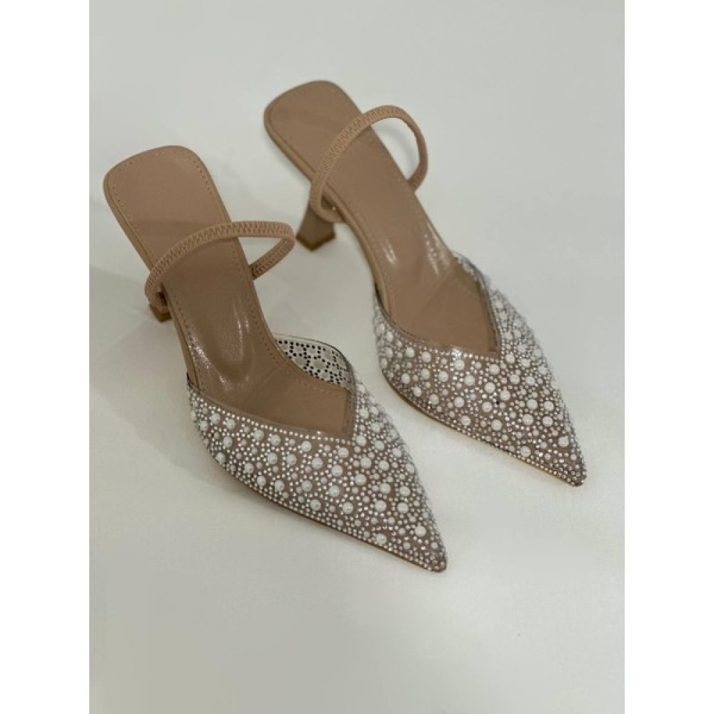 Dicle Polat Shoes Miya Bej Taşlı Şeffaf Detay Kadın Topuklu Ayakkabı Topuklu Ayakkabı Fiyatı