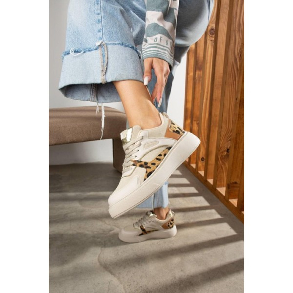 Dicle Polat Shoes Velva Bej Leopar Kadın Sneaker Spor Ayakkabı Fiyatı