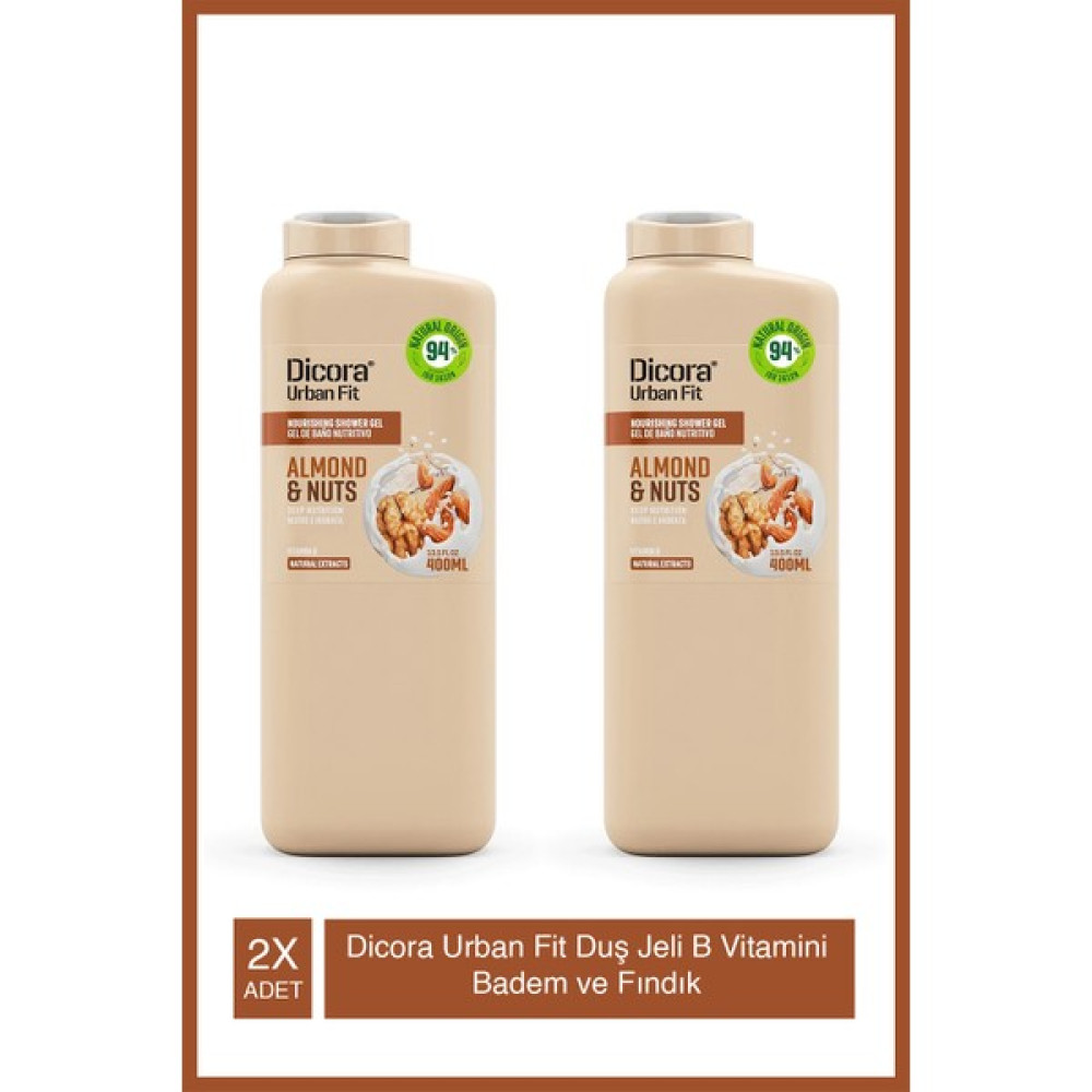Dicora Urban Fit B Vitamini Badem ve Fındık Duş Jeli 400 ml X2 Adet Duş Jelleri ve Banyo Köpükleri Fiyatı