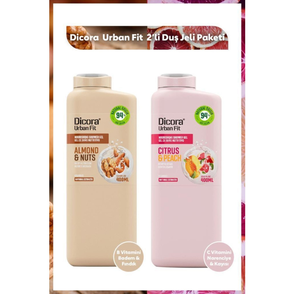 DICORA URBAN FIT Badem&fındık + Narenciye&kayısı Duş Jeli Paketi Duş Jelleri ve Banyo Köpükleri Fiyatı