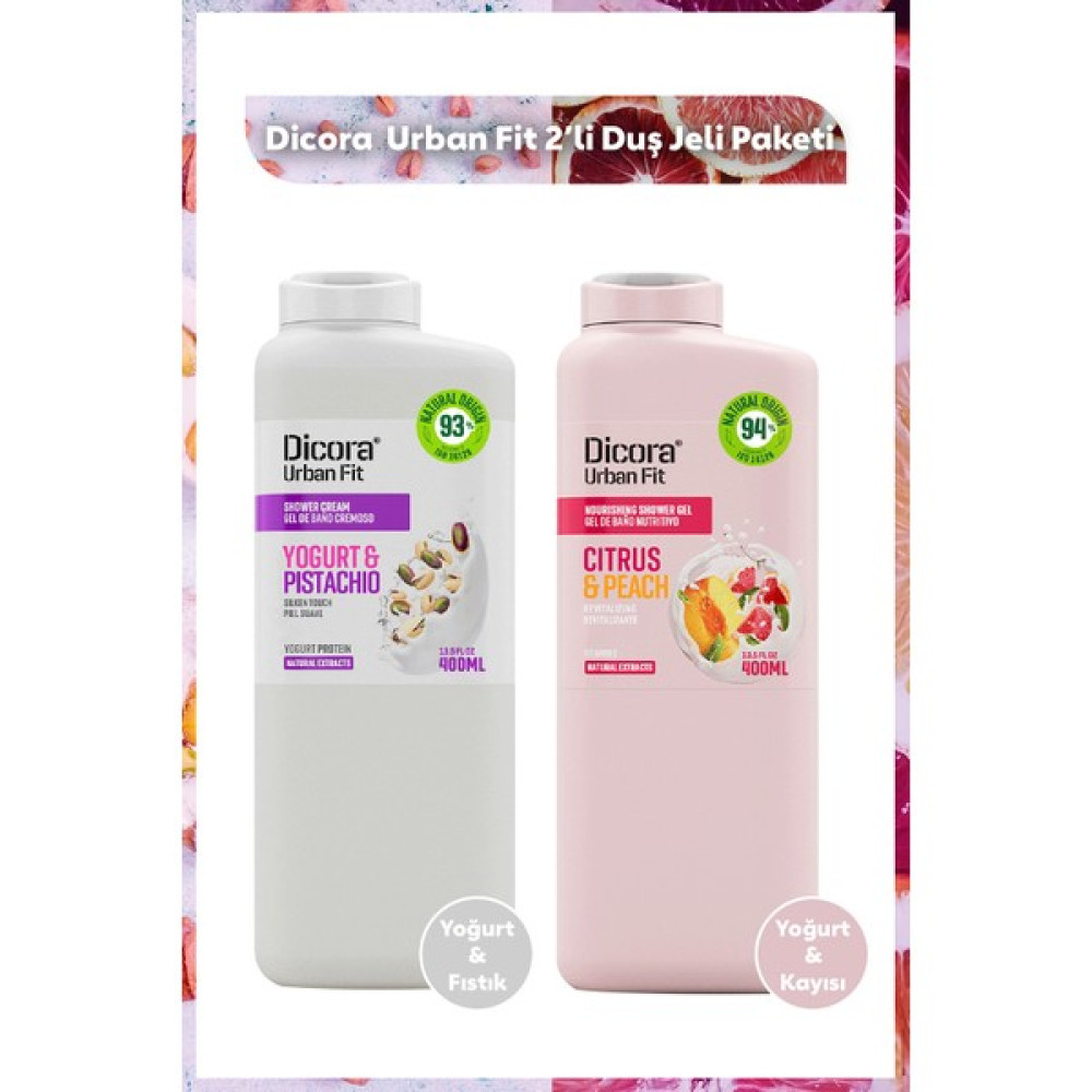 Dicora Urban Fit Yogurt & Pistachio Fıstık + C Vitamini Narenciye & Kayısı Aromalı Duş Jeli Paketi Duş Jelleri ve Banyo Köpükleri Fiyatı