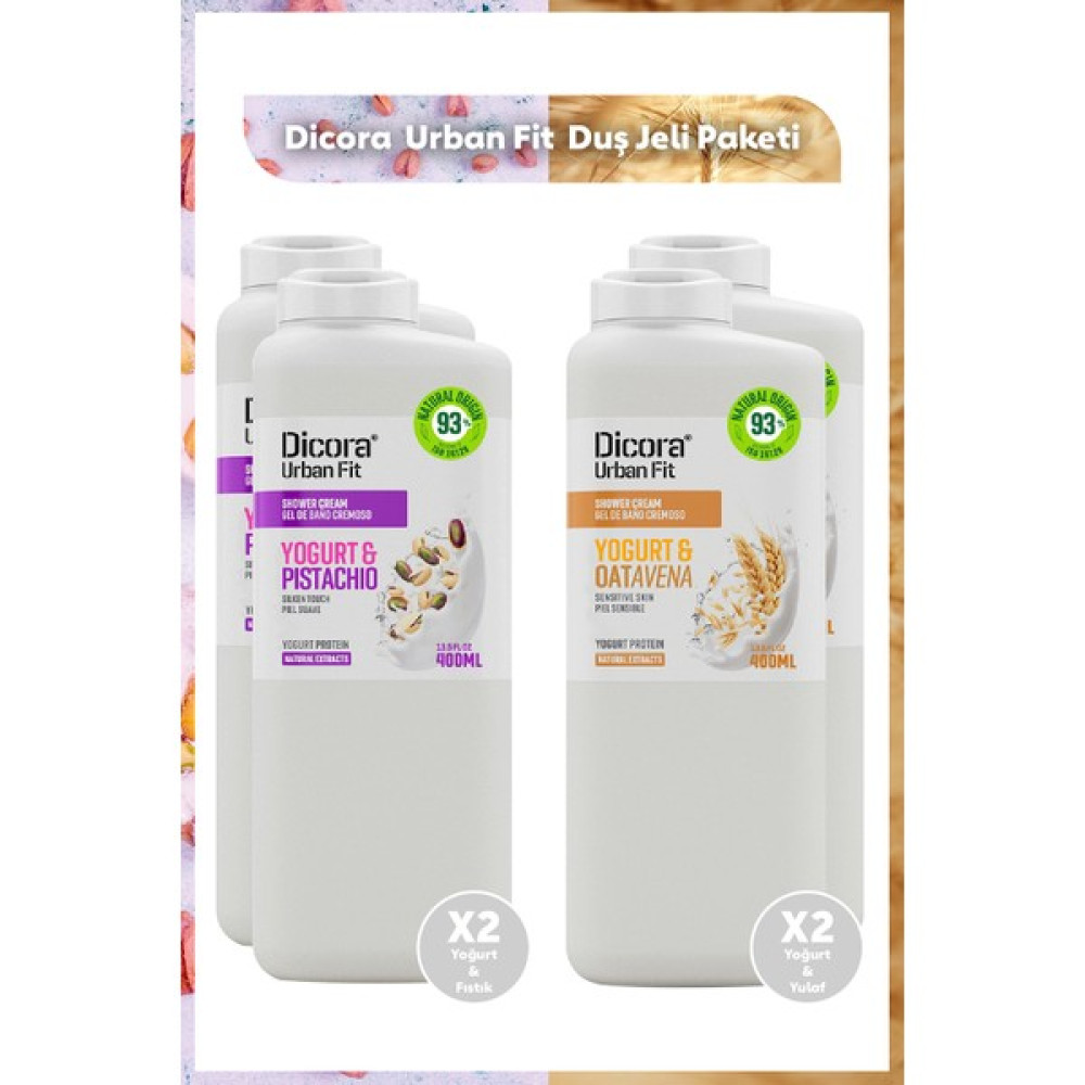 Dicora Urban Fit Yoğurt ve Pistachio Fıstık x 2 + B Vitamini Yoğurt ve Yulaf x 2 Fit Duş Jeli Paketi Oto Boyaları Fiyatı