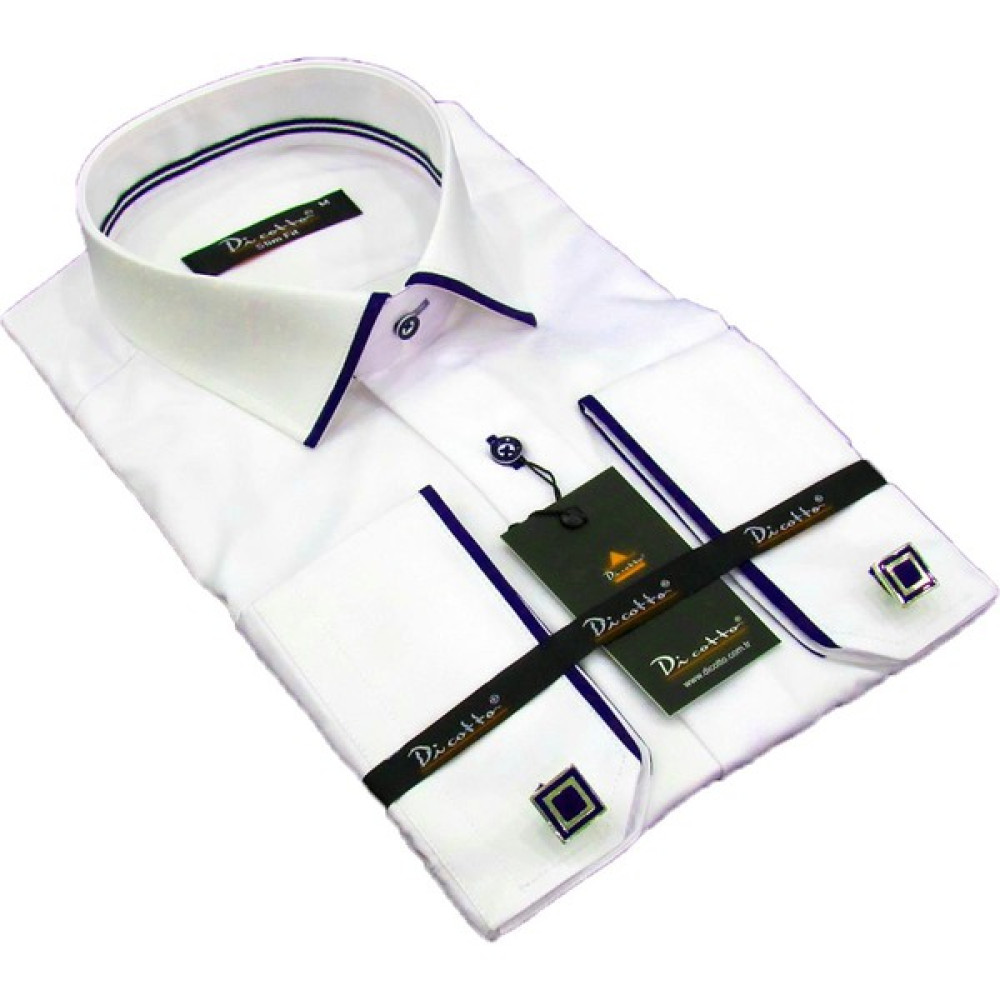 Dicotto Bordo Bieli Beyaz Micro Kumaş Kol Düğmeli Slim Fit Erkek Gömlek - 216-3 Erkek Gömlek Fiyatı
