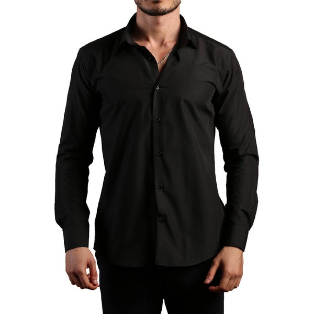 Dicotto Siyah Dar Kesim Slim Fit Uzun Kol Düz Renk Erkek Gömlek - 151-20 Erkek Gömlek Fiyatı