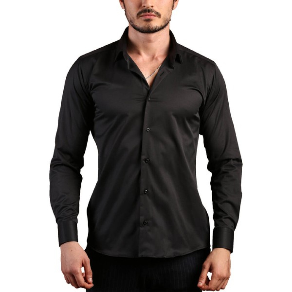 Dicotto Siyah Ekstra Dar Kesim Likralı Esnek Micro Kumaş Kol Düğmeli Slim Fit Erkek Gömlek - 195-6 Erkek Gömlek Fiyatı