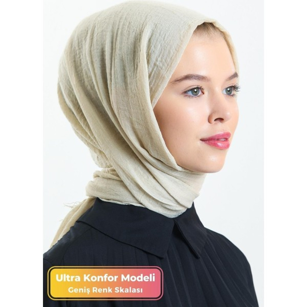 Didari Butik Ultra Konfor %100 Pamuk Bürümcük Model Pratik Caz Eşarp Düz Tek Renk Tesettür Şal Bej Rengi Şal / Fular & Eşarp Fiyatı