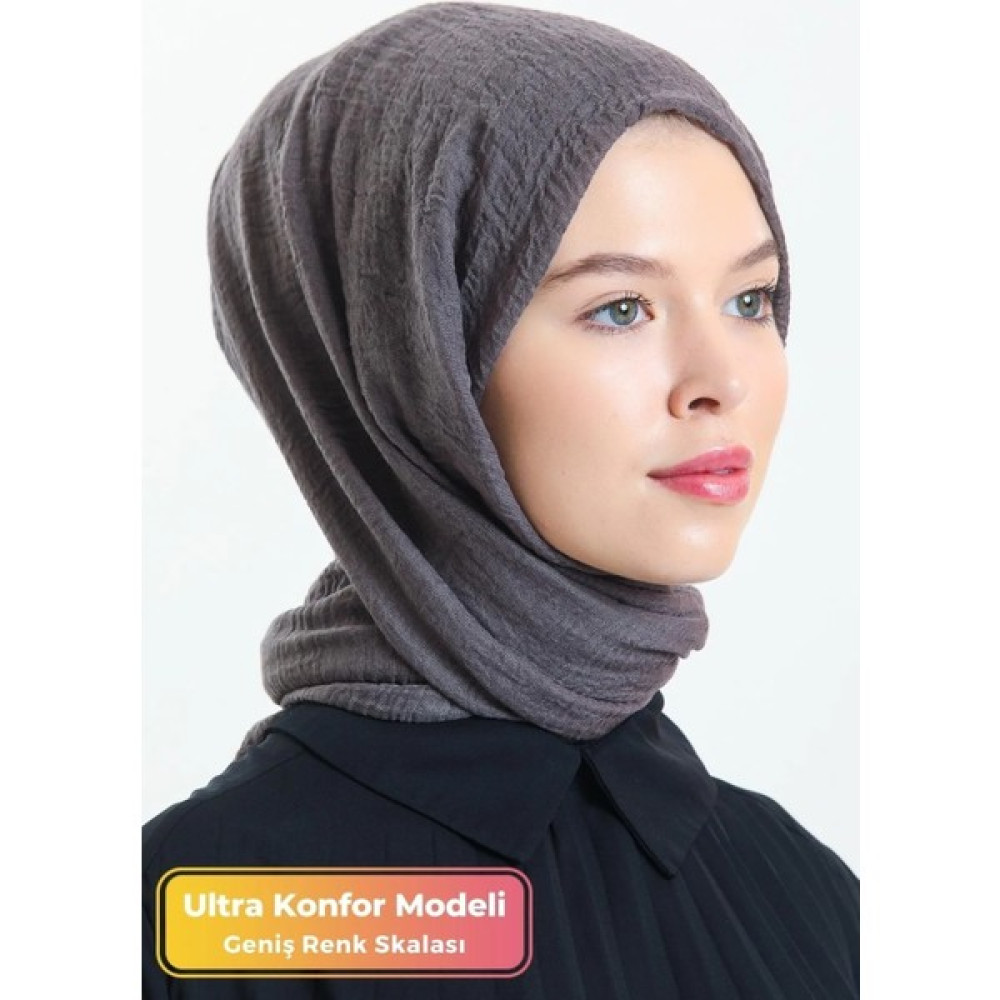Didari Butik Ultra Konfor %100 Pamuk Bürümcük Model Pratik Caz Eşarp Düz Tek Renk Tesettür Şal Gri Şal / Fular & Eşarp Fiyatı