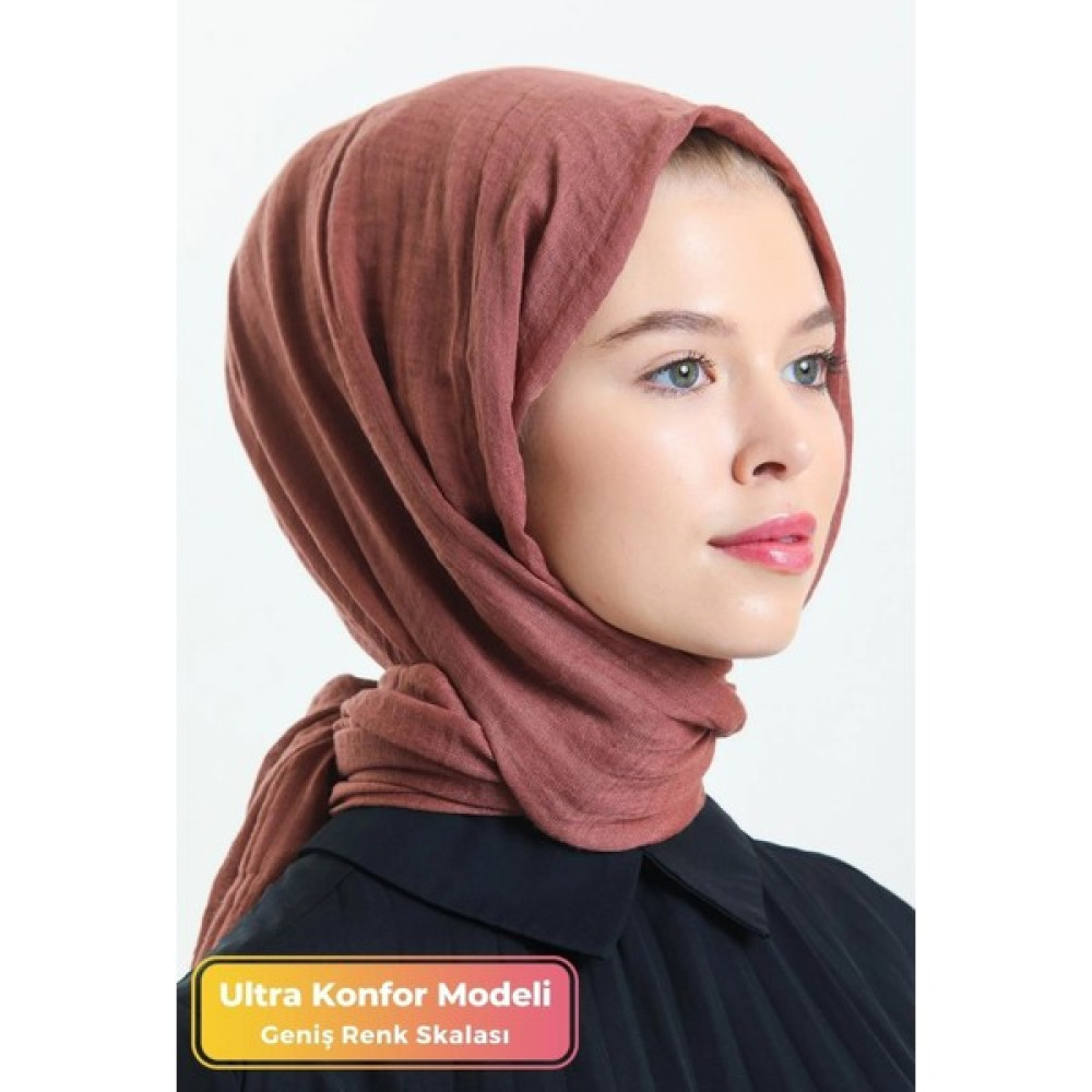 Didari Butik Ultra Konfor %100 Pamuk Bürümcük Model Pratik Caz Eşarp Düz Tek Renk Tesettür Şal Kahverengi Şal / Fular & Eşarp Fiyatı
