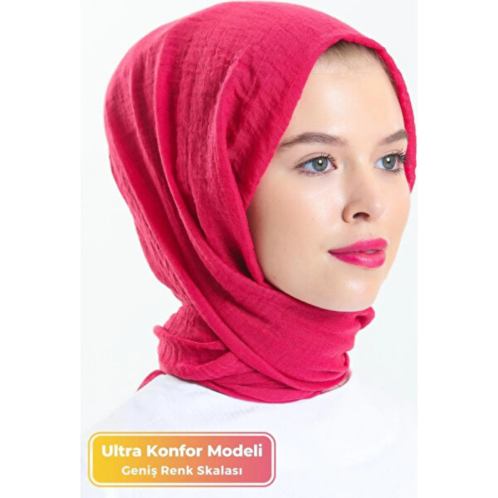 Didari Butik Ultra Konfor %100 Pamuk Bürümcük Model Pratik Caz Eşarp Düz Tek Renk Tesettür Şal Koyu Pembe Şal / Fular & Eşarp Fiyatı