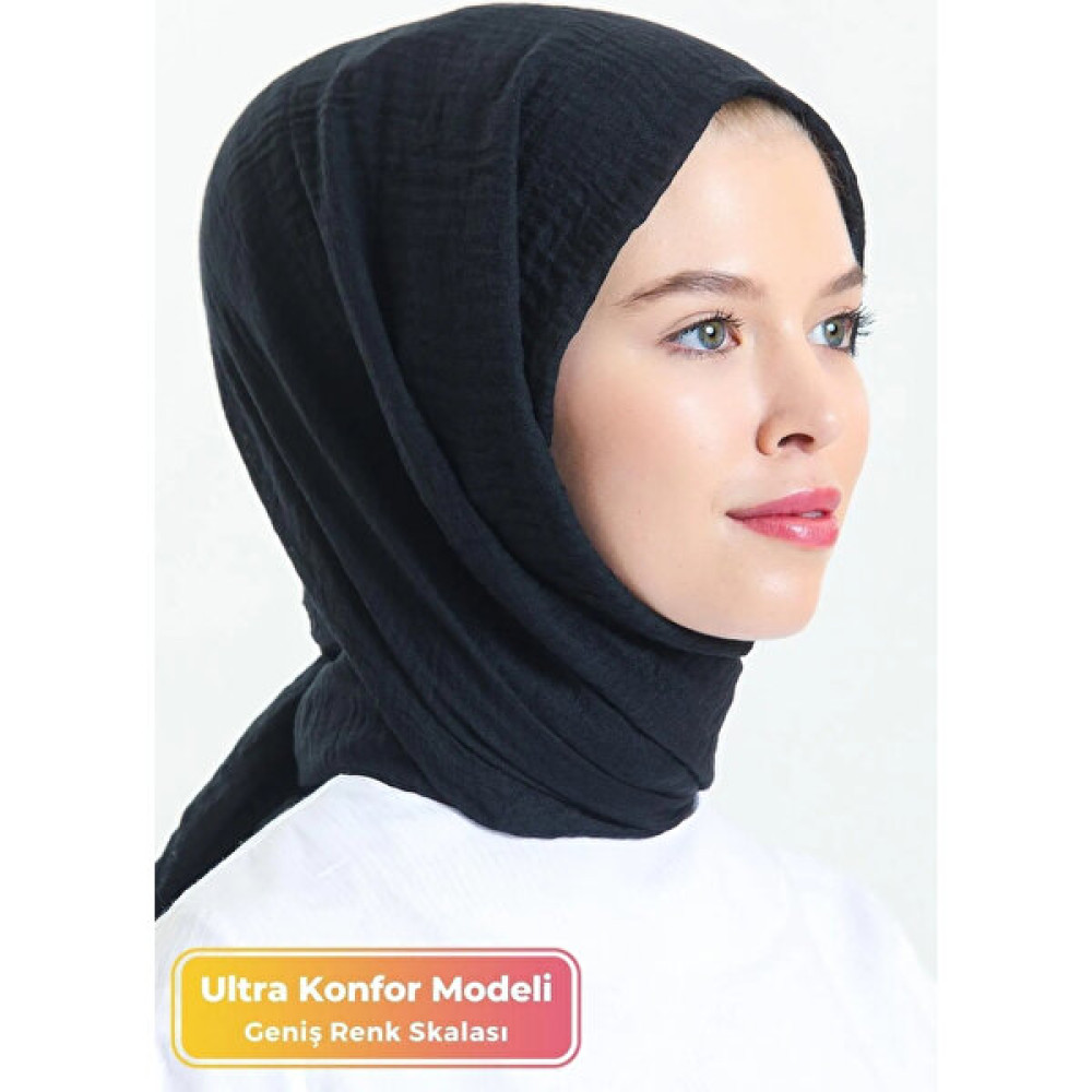 Didari Butik Ultra Konfor %100 Pamuk Bürümcük Model Pratik Caz Eşarp Düz Tek Renk Tesettür Şal Siyah Şal / Fular & Eşarp Fiyatı