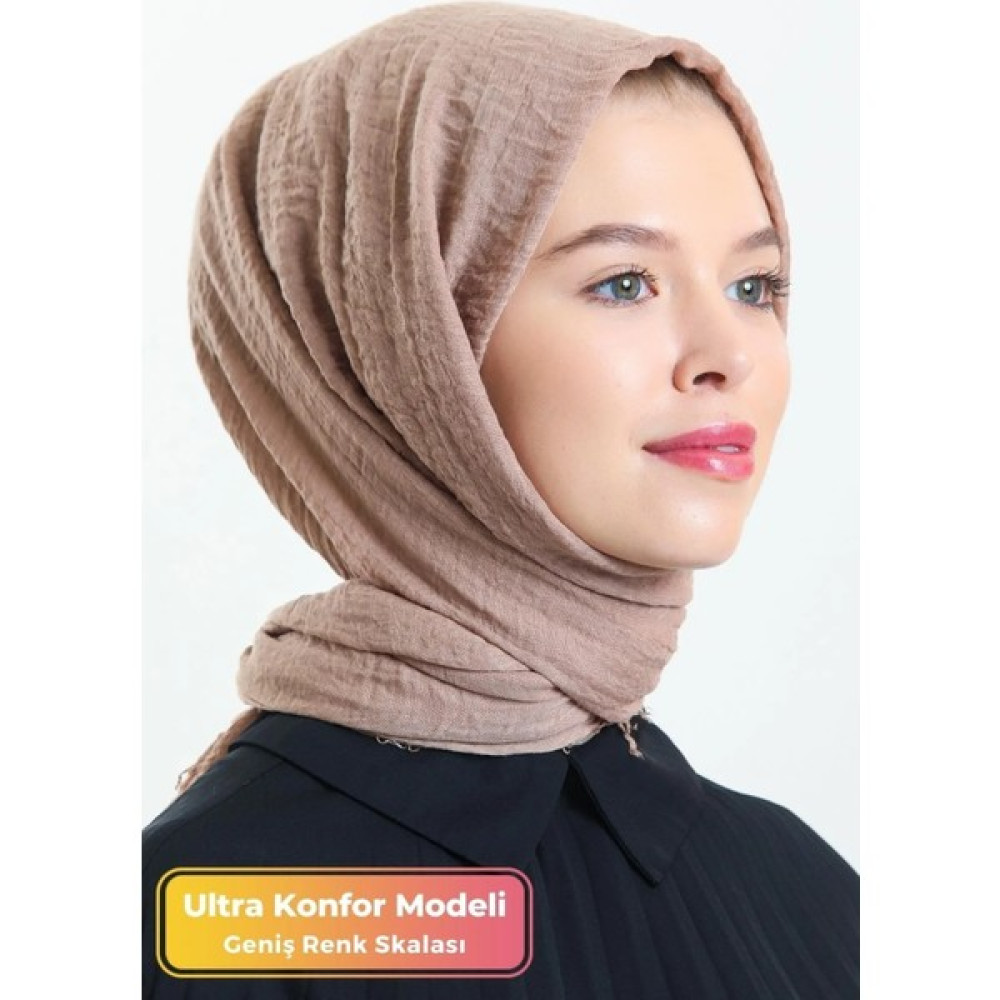 Didari Butik Ultra Konfor %100 Pamuk Bürümcük Model Pratik Caz Eşarp Düz Tek Renk Tesettür Şal Sütlü Kahve Şal / Fular & Eşarp Fiyatı