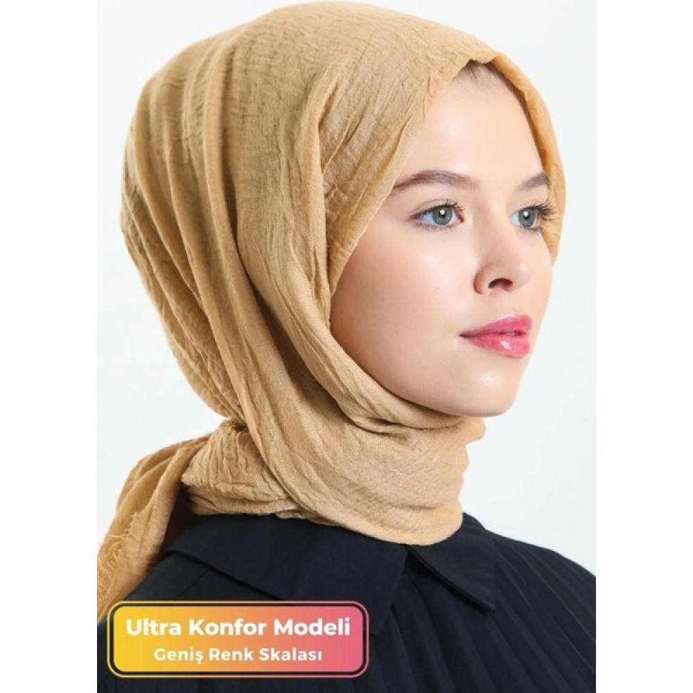 Didari Butik Ultra Konfor %100 Pamuk Bürümcük Model Pratik Caz Eşarp Düz Tek Renk Tesettür Şal Sütlü Kahverengi Şal / Fular & Eşarp Fiyatı
