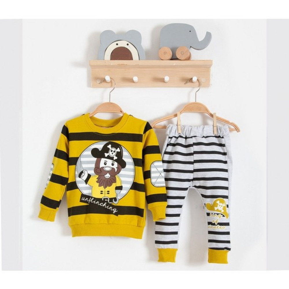 DIDu Store Erkek Bebek Giyim Korsan Temalı Çizgili Sweatshirt ve Pantolon Bebek Giysi Takım Fiyatı