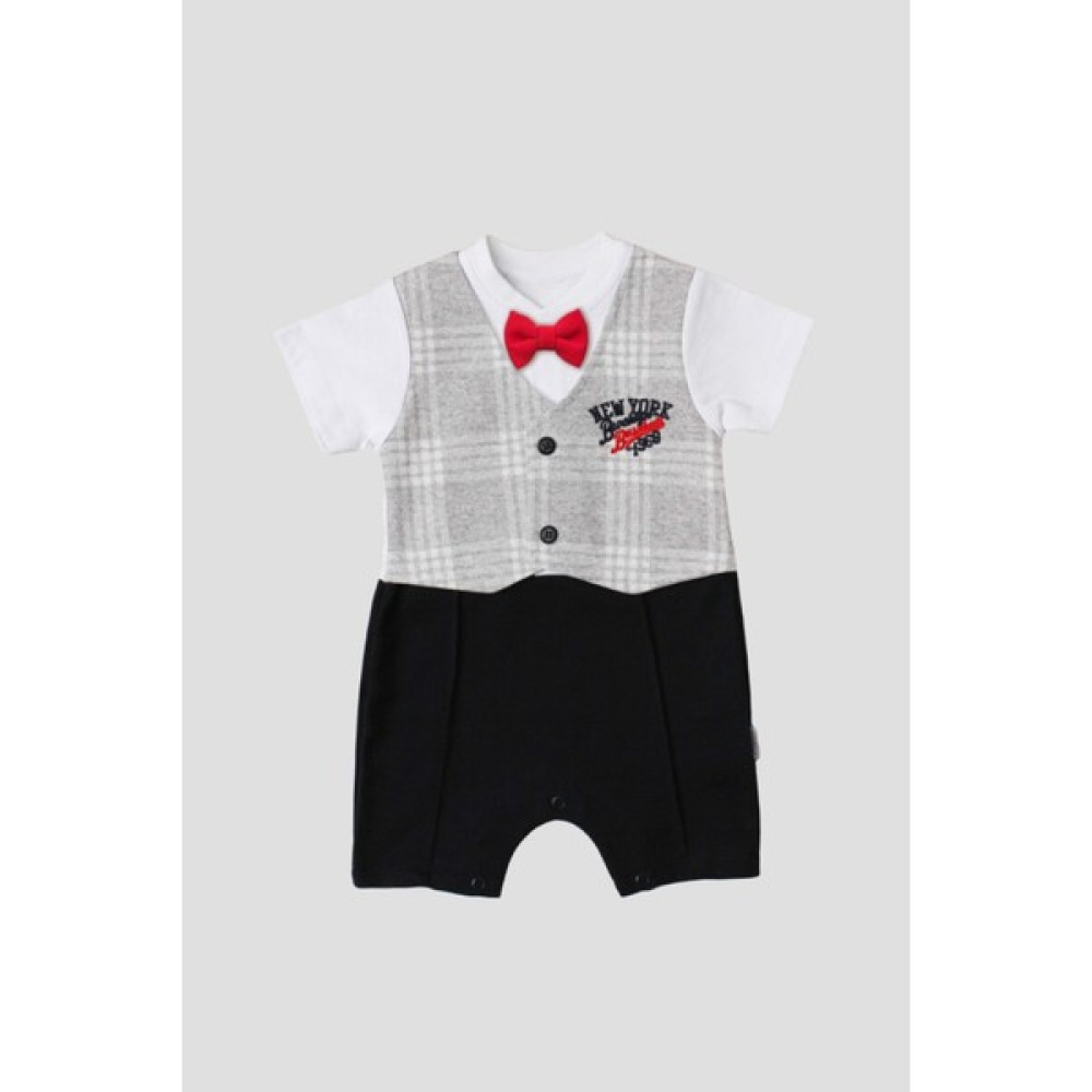 Didu Store Erkek Bebek Şık Yelekli ve Papyonlu Bebek Tulum Bebek Tulumu Fiyatı