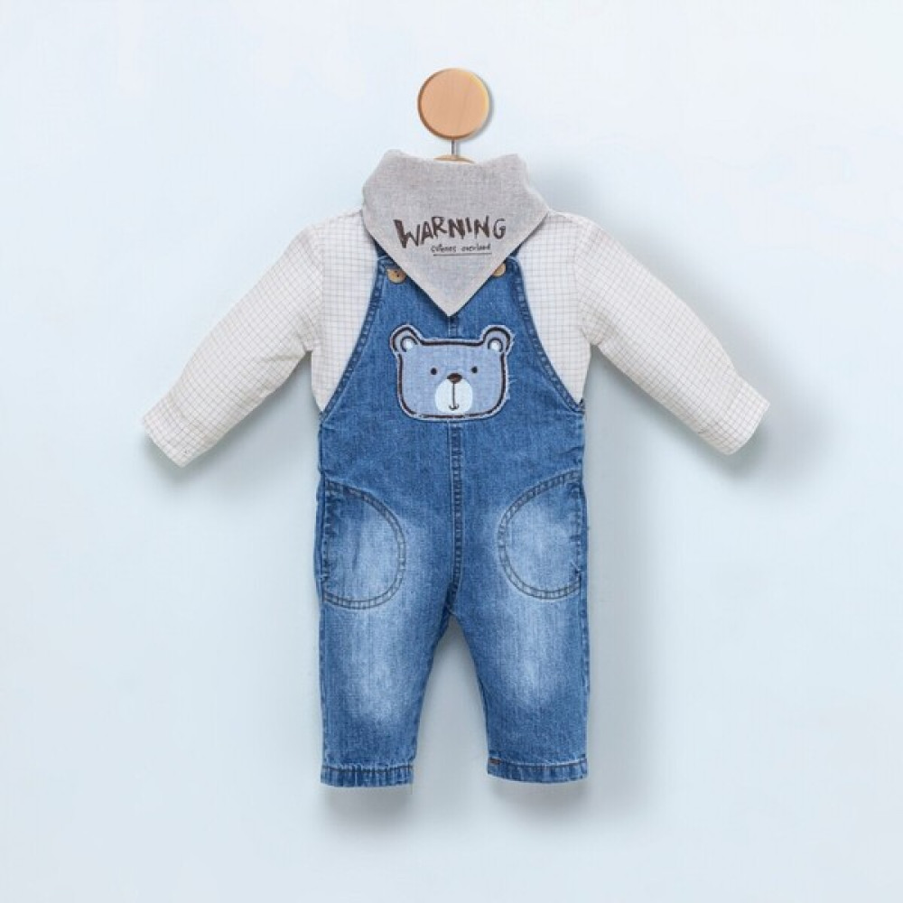 Didu Store Gömlek ve Önlüklü 3 Parça Denim Tulum Seti 6-18 Ay Bebek Tulumu Fiyatı