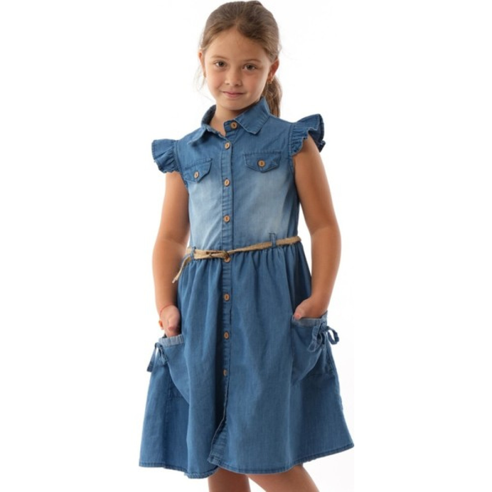 DIDu Store Kız Çocuk Denim Stili Kot Cepli Elbise Bebek Elbisesi Fiyatı
