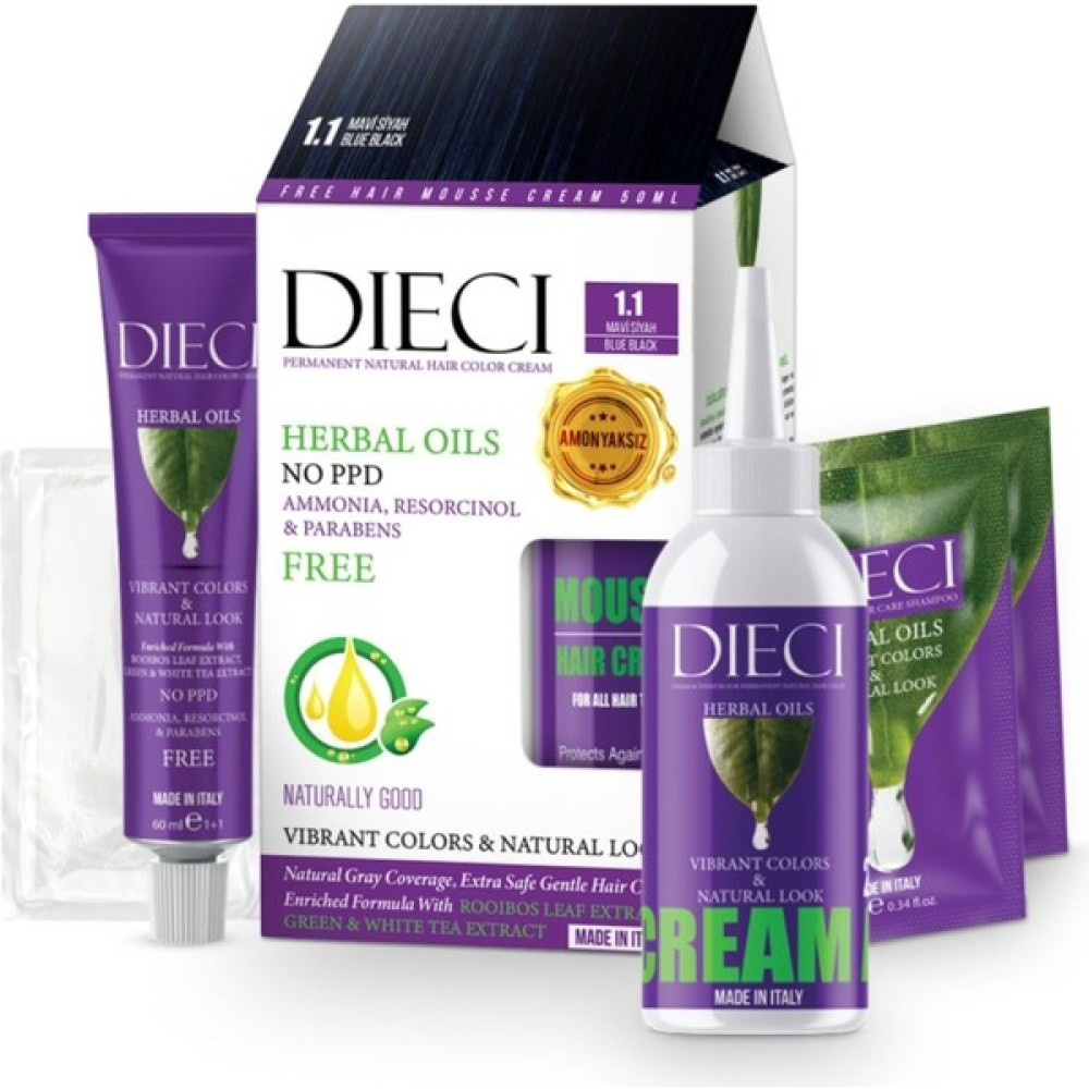 DIECI Amonyaksız Kit Saç Boyası 1.1 Mavi Siyah Saç Boyası Fiyatı
