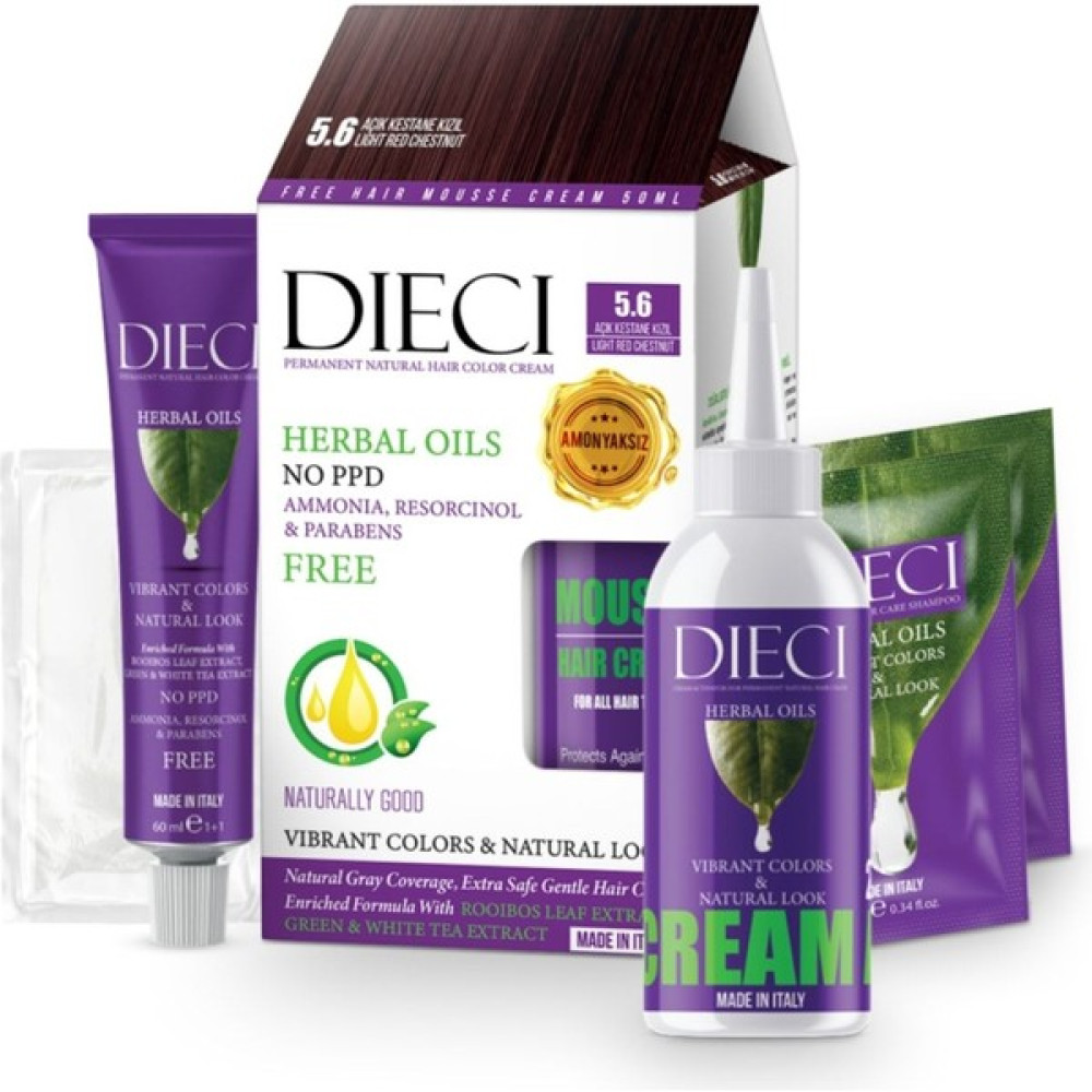 DIECI Amonyaksız Kit Saç Boyası 5.6 Açık Kestane Kızıl Lgt Red Chestnut Saç Boyası Fiyatı